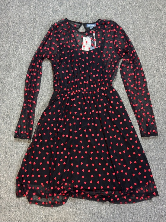Modcloth Black Dress with Red Heart Pattern Size Small - Picture 11 of 15